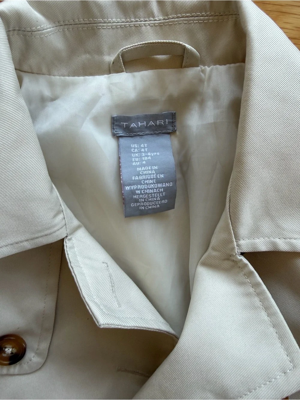 Tahari kids Classic Double-Breasted Trench Coat - Cream